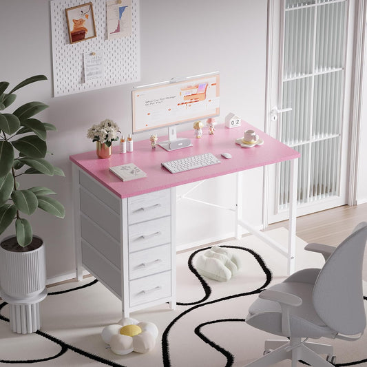 32 Inch Computer Desk with 4 Drawers Small Office Desk for Home Bedroom Study