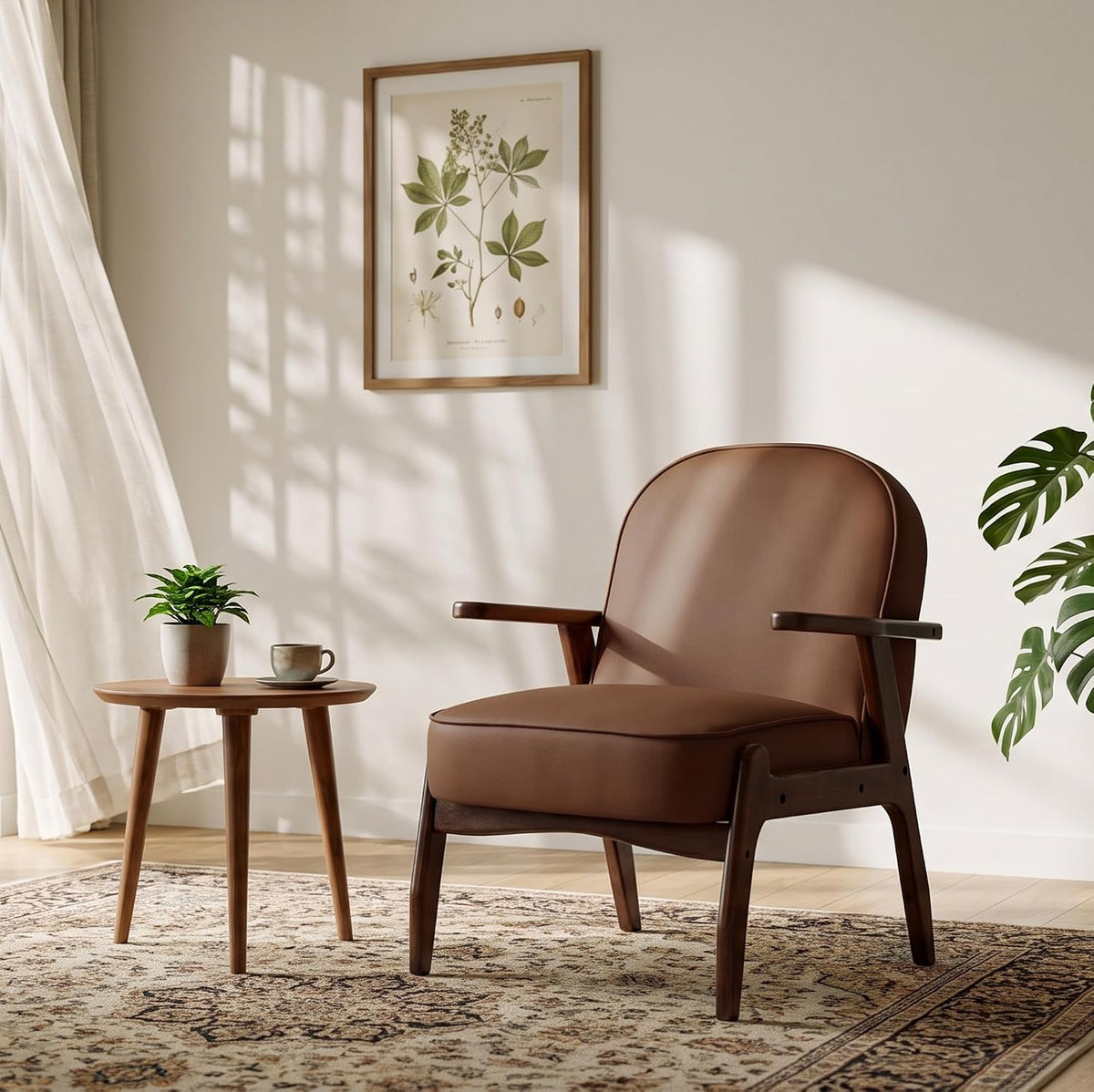 Accent Chair Mid Century Modern Armchair for Living Room,Brown