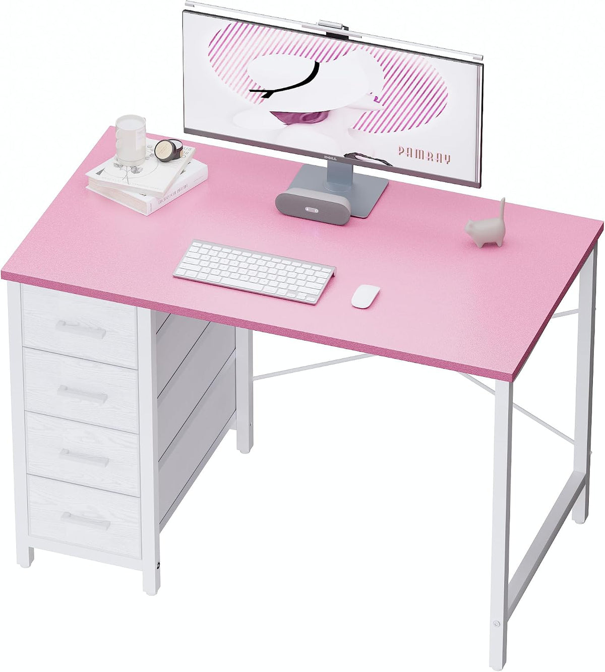 32 Inch Computer Desk with 4 Drawers Small Office Desk for Home Bedroom Study