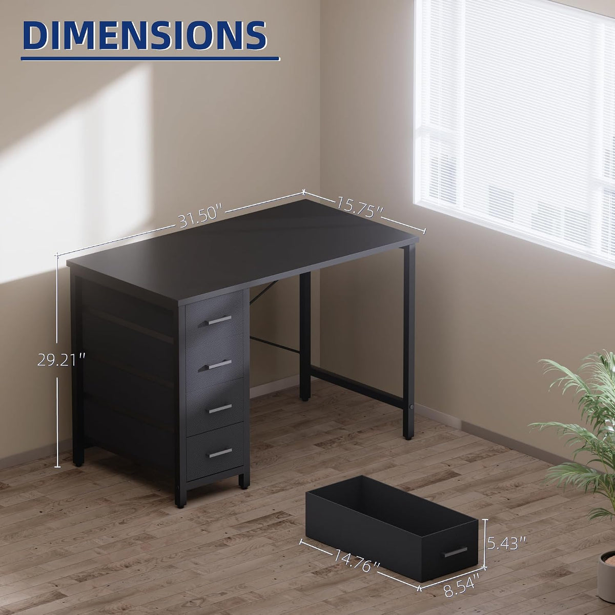 32 Inch Computer Desk with 4 Drawers Small Office Desk for Home Bedroom Study