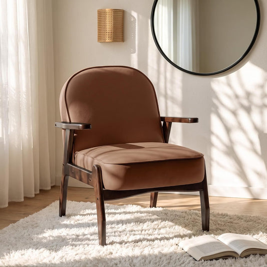 Accent Chair Mid Century Modern Armchair for Living Room,Brown
