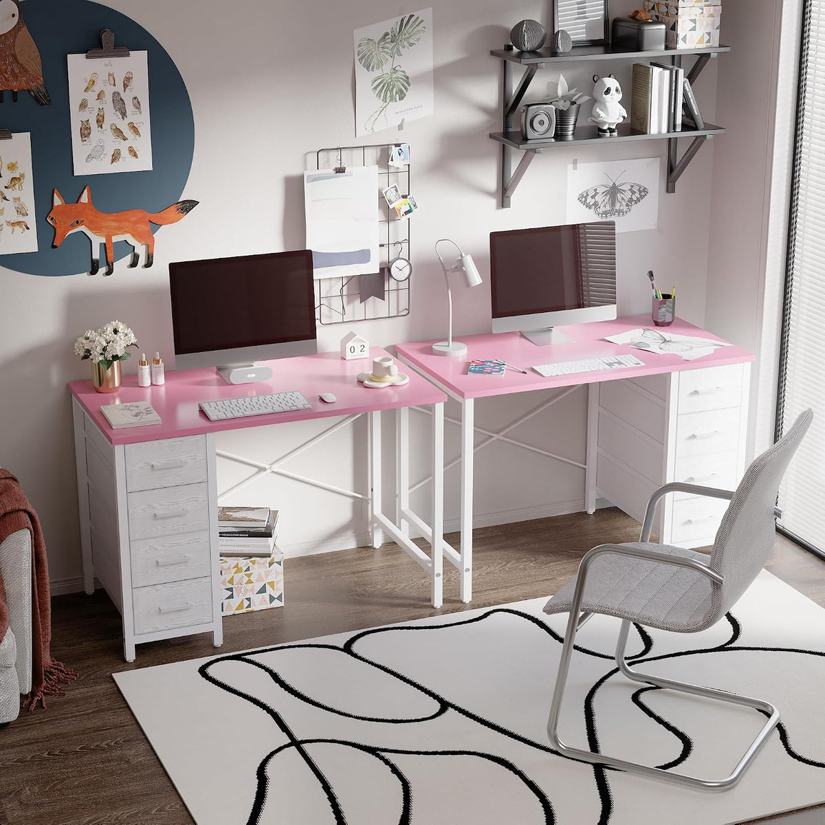 32 Inch Computer Desk with 4 Drawers Small Office Desk for Home Bedroom Study