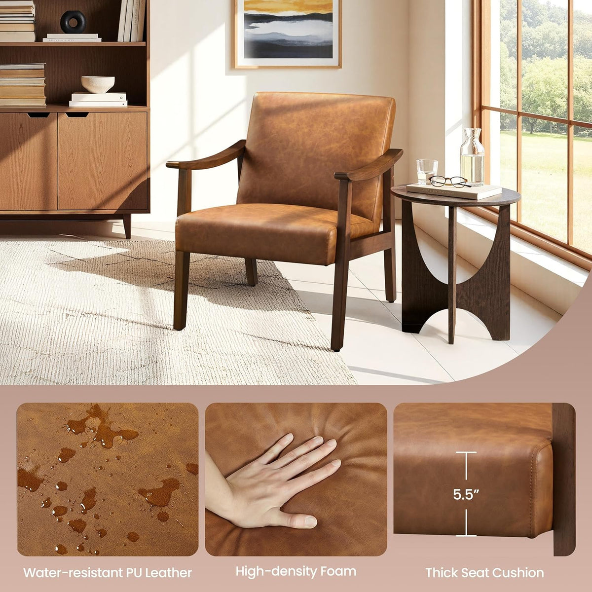Accent Chair, Armchair with High Back Brown