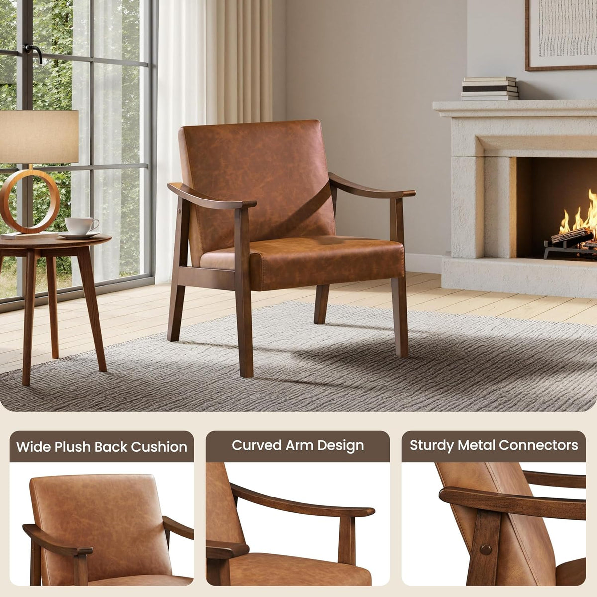 Accent Chair, Armchair with High Back Brown